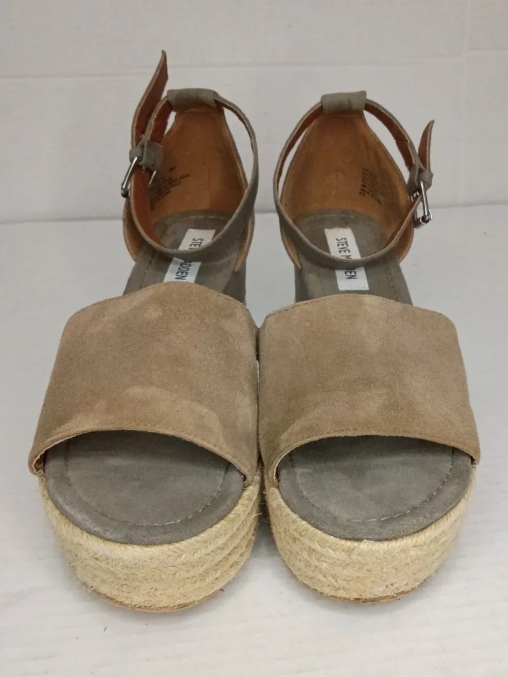 Steve Madden Apolo Taupe Espadrille Wedge Sandals Women’s Size 9M